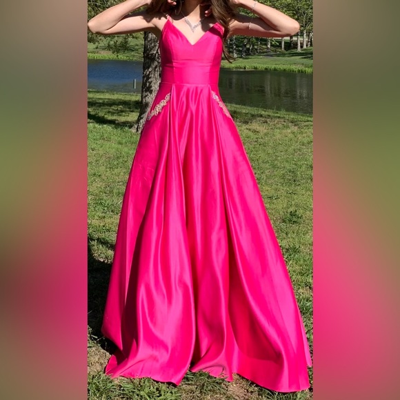 Fuchsia pink prom dress  size 0 - Picture 2 of 4